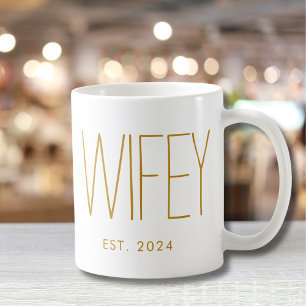 Wifey Gold Script Custom Wedding Anniversary Coffee Mug