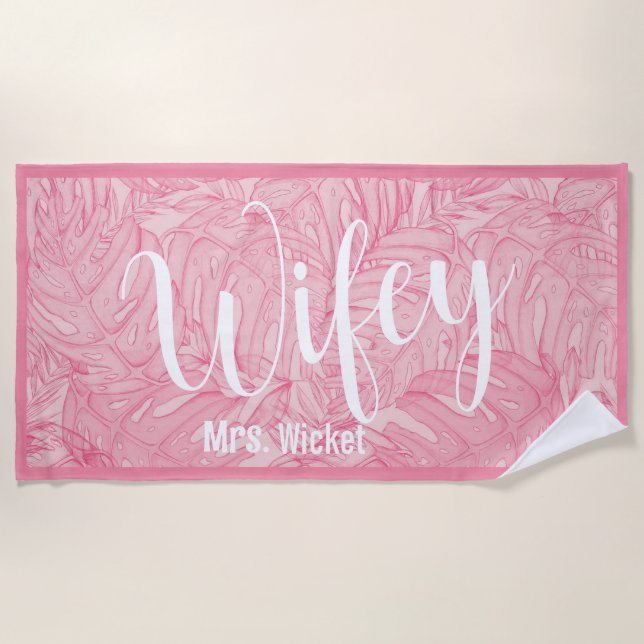 Wifey Hawaiian Beach Towel (Front)