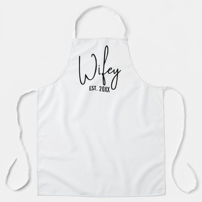 Wifey & Hubby cooking aprons for couple (Front)