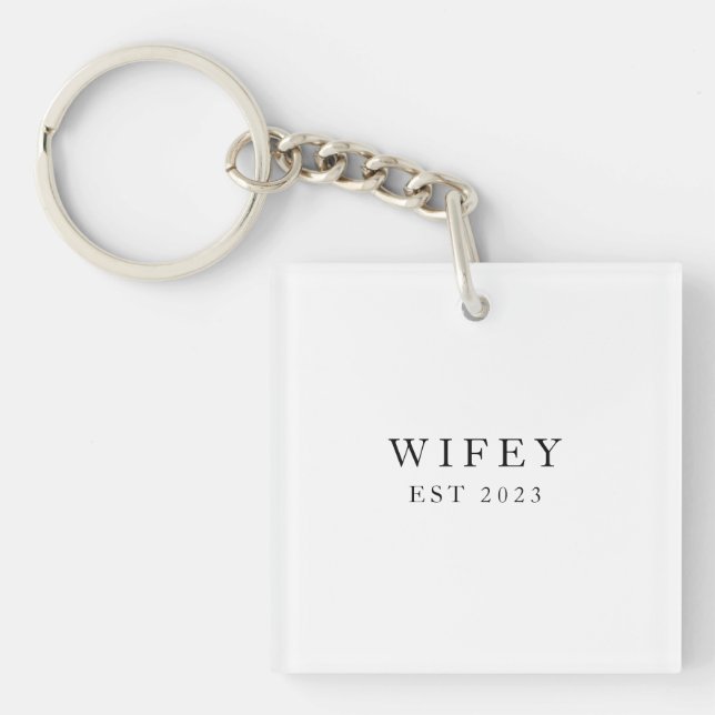 Wifey/Husby Custom Bride, Fiance Gift Key Ring (Front)