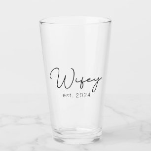 Wifey Just Married Newlywed Glass