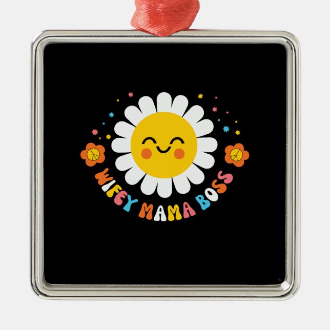 Wifey Mama Boss Retro Mama Metal Tree Decoration (Front)