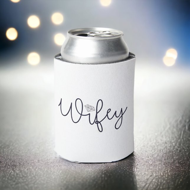 Wifey Modern Black Script Diamond  Can Cooler (Creator Uploaded)