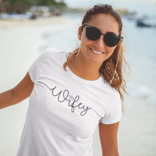 Wifey Modern Black Script Diamond T-Shirt