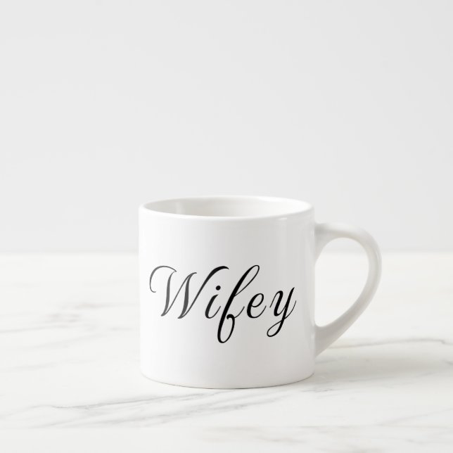 Wifey Modern Black Script White Womens Espresso Cup (Right)