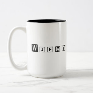 Wifey Modern Black Script White Womens Two-Tone Coffee Mug