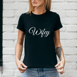 Wifey Modern Honeymoon White Script Black Women's  T-Shirt