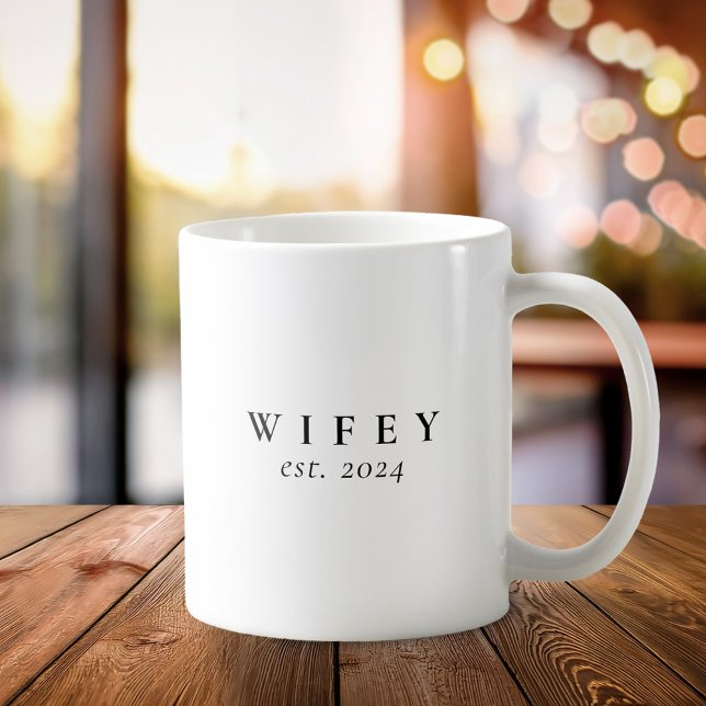 Wifey Modern Minimalist Personalised Bride Coffee Mug (Creator Uploaded)
