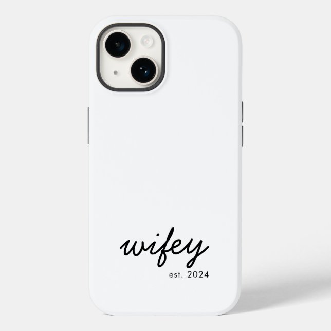 Wifey Modern Minimalist Script Personalised Bride Case-Mate iPhone Case (Back)
