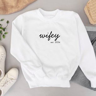 Wifey Modern Minimalist Script Personalised Bride Sweatshirt