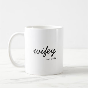 Wifey Modern Minimalist Script Personalized Bride Coffee Mug