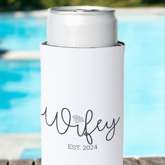 Wifey Modern Typography Wife Mrs Wedding Hers Seltzer Can Cooler (Creator Uploaded)
