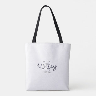 Wifey Modern Typography Wife Mrs Wedding Hers Tote Bag