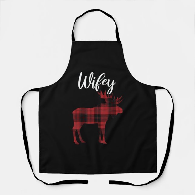 Wifey Moose Matching Family Christmas Pyjamas   Apron (Front)