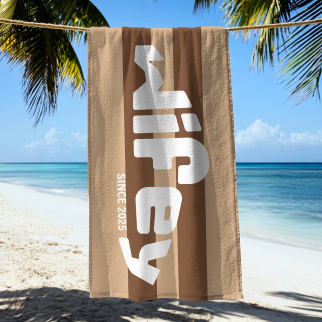 Wifey Newlywed Bride Coffee Striped Beach Towel (Creator Uploaded)