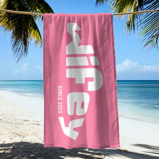 Wifey Newlywed Bride Pink & White Beach Towel (Creator Uploaded)