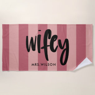 Wifey   Personalized Bride Beach Towel