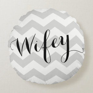 Wifey Pillow with Chevron Background