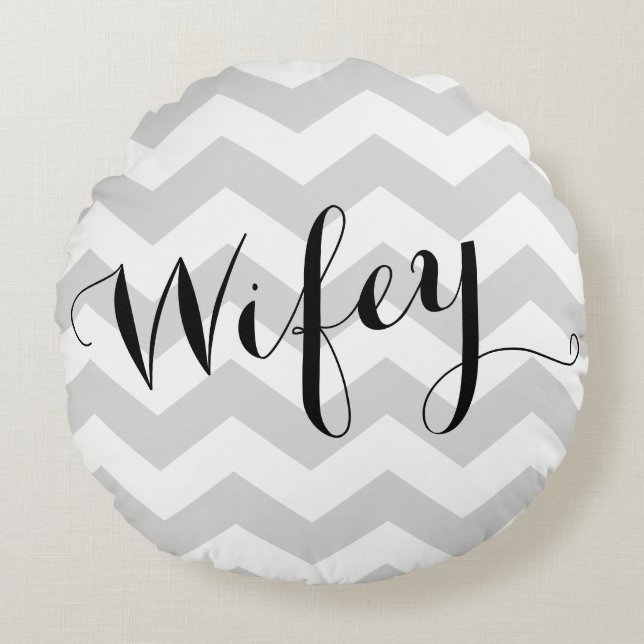 Wifey Pillow with Chevron Background (Front)