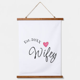 Wifey red heart est. Year future wife valentine's Hanging Tapestry