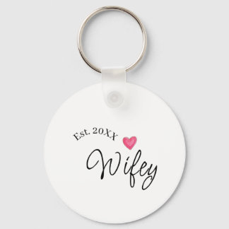 Wifey red heart est. Year future wife valentine's Key Ring