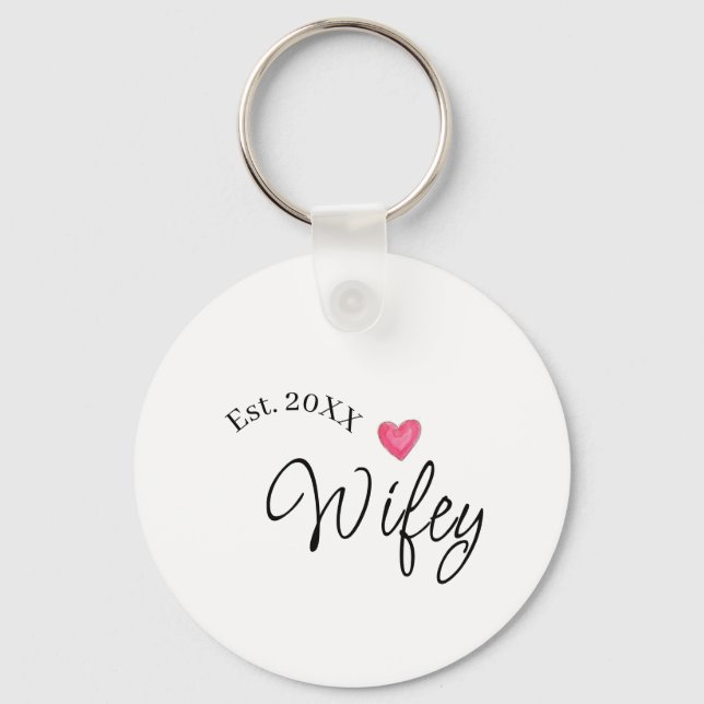 Wifey red heart est. Year future wife valentine's  Key Ring (Front)