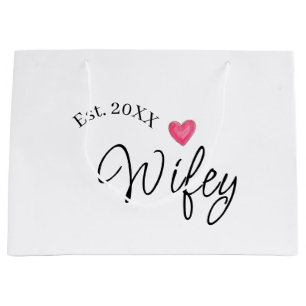 Wifey red heart est. Year future wife valentine's Large Gift Bag