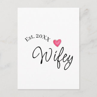 Wifey red heart est. Year future wife valentine's Postcard