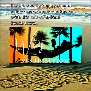 Wifey Script, Add Your Name, Tropical, Beach Towel