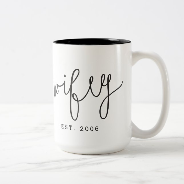 Wifey Wedding Photo Anniversary Wedding Couple Mug (Right)