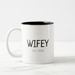 Wifey wife custom name or date Two-Tone coffee mug