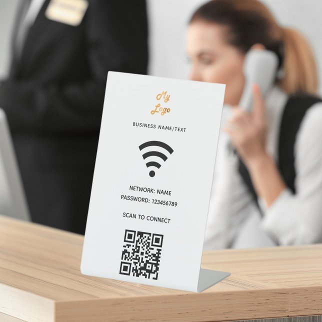Wifi business logo qr code scan to connect pedestal sign (Creator Uploaded)