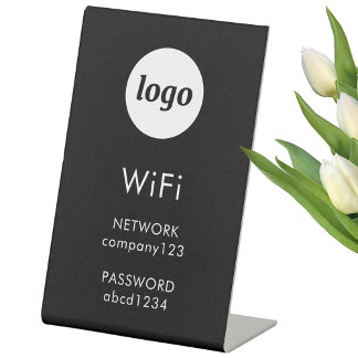 WiFi Code Logo Business Black Internet Pedestal Sign