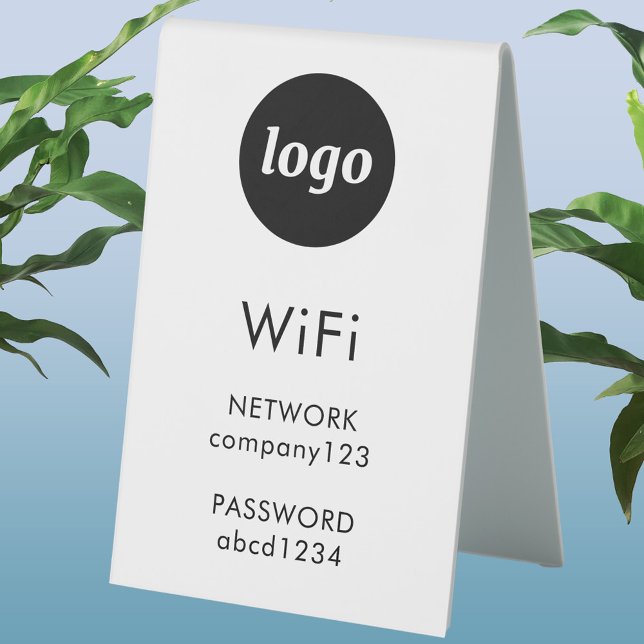 WiFi Code Logo Business Internet (Simple logo business branding promotional Wifi internet code network password table tent sign)