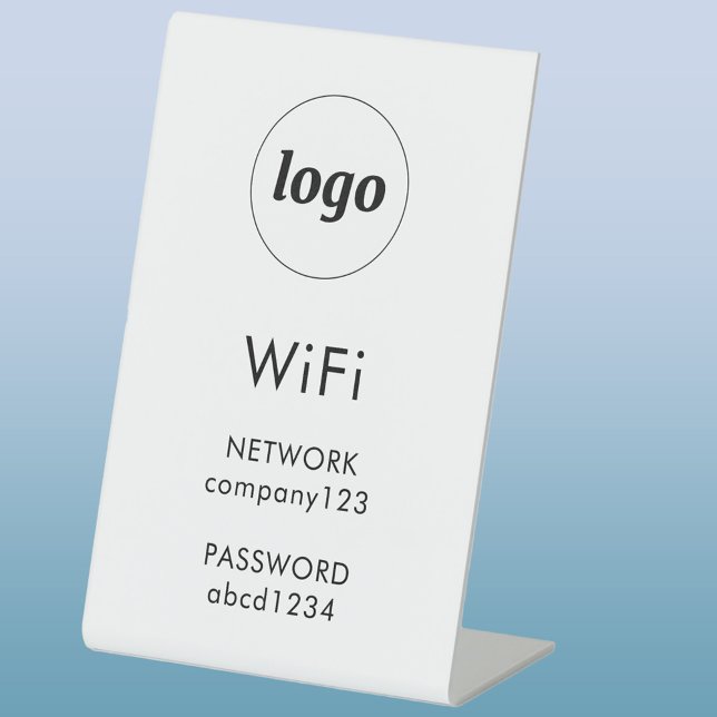 WiFi Code Logo Business Internet Pedestal Sign (Modern minimalist business logo WiFi code network password pedestal sign)