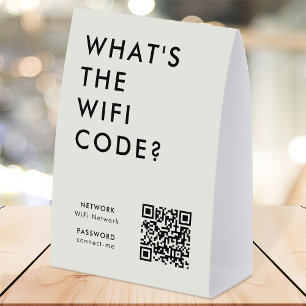 WiFi Code Table Tent Network QR Tabletop Sign