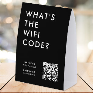 WiFi Code Table Tent   Network QR Tabletop Sign