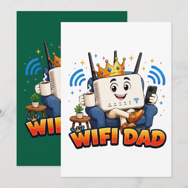 WIFI DAD Funny Router Character Holiday Card (Front/Back)