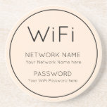 WiFi Details Simple typography Single Line Border Coaster<br><div class="desc">Keep your WiFi details always readily available in simple yet elegant style on your coffee table for visitors to access, with just the relevant information in minimal elegant black typography which you can easily personalise with your own network information and password. You can also change the cream background to another...</div>