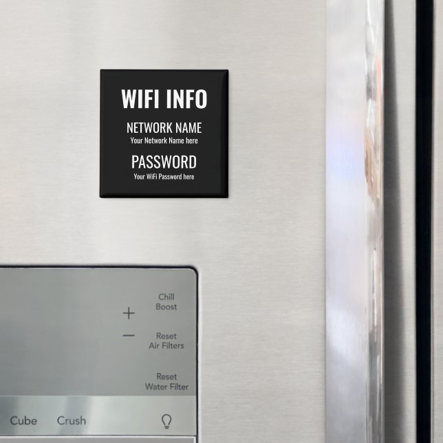 WiFi Details Simple White Typographical Black Magnet (In Situ (Fridge))