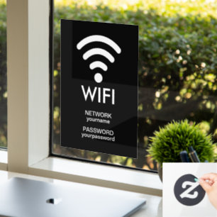 Wifi icon wireless network and password login window cling