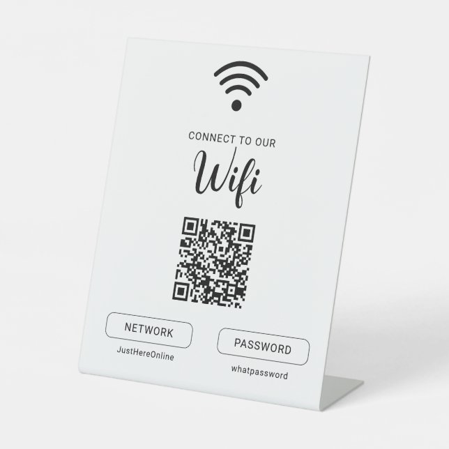 Wifi Info Sign Connect Online Minimal Modern Sign (Front)