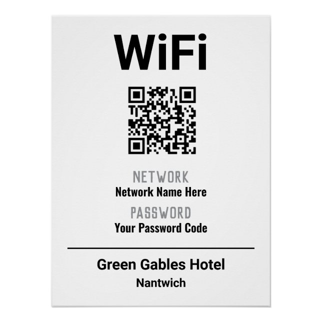 WiFi Instructions With QR Code Poster (Front)