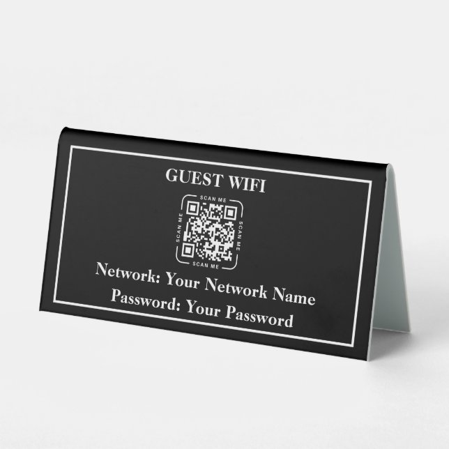 WiFi Instructions with QR Code Table Tent (Front)