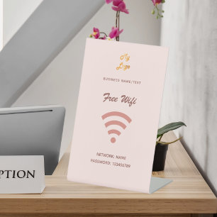 Wifi internet business logo blush rose gold pedestal sign