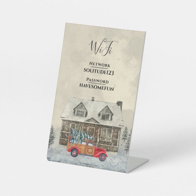 WiFi Internet Password Rustic Cabin Guest Pedestal Sign (Front)