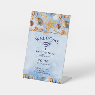 WiFi Internet Password Summer Sea Beach House Pedestal Sign
