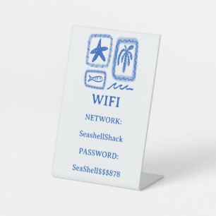 WIFI Login Coastal Beach Vacation Rental CUSTOM Pedestal Sign