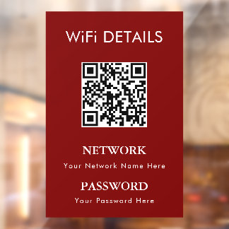 WiFi Network Access | QR Code Password Display Window Cling