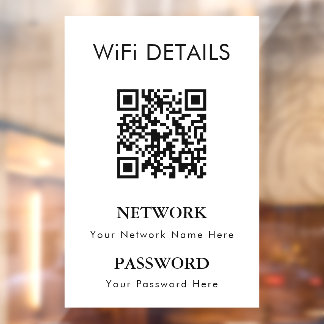 WiFi Network Access | QR Code Password Display Window Cling